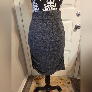 Lane Bryant Gray Ruched Pencil Skirt With Vegan Leather Sideing